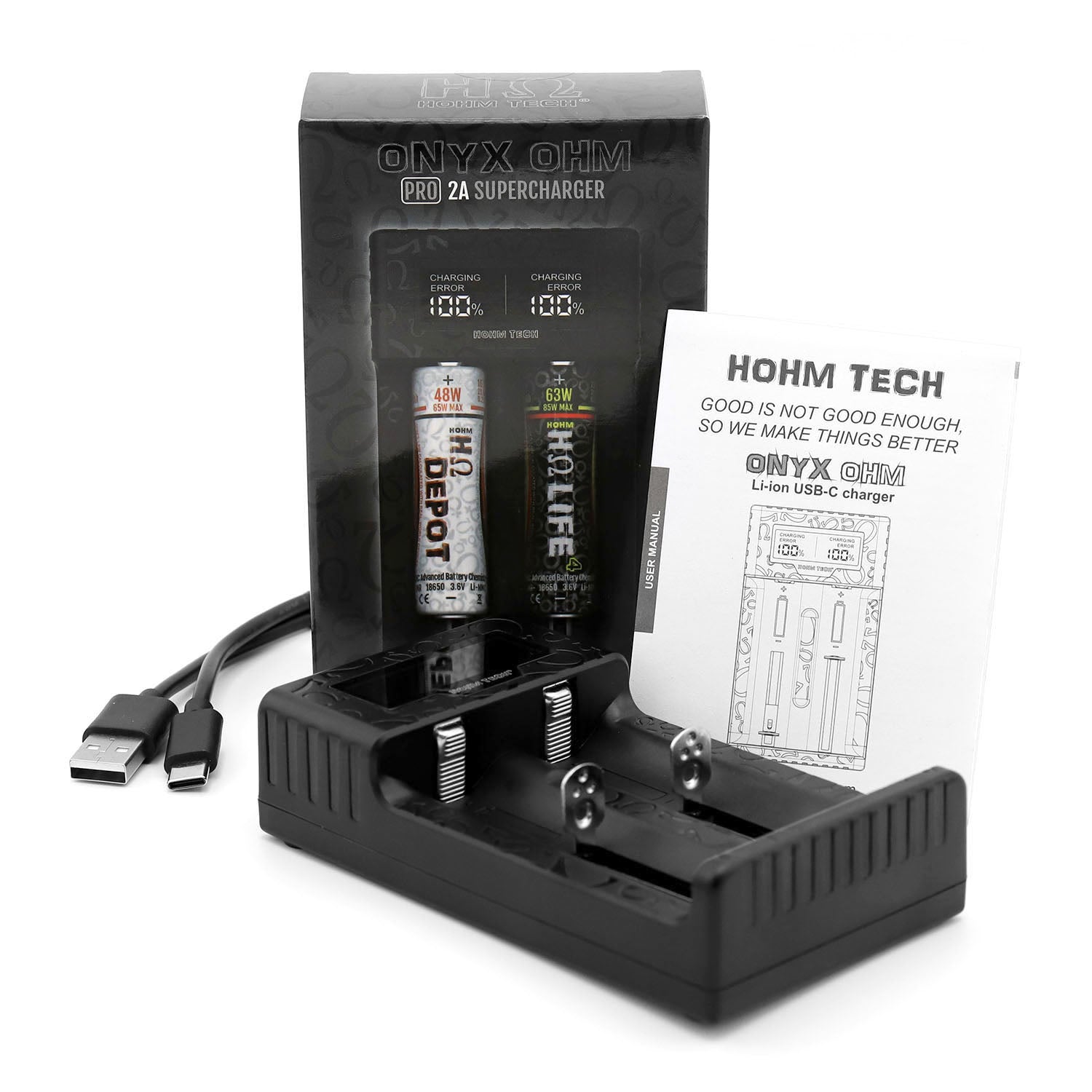 Hohm Tech Onyx 2 Channel Battery Charger with Matrix I/O Display