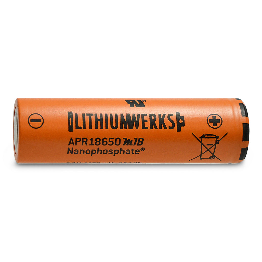Lithium Werks APR18650M1B 1100mAh 30A LiFePO4 Battery