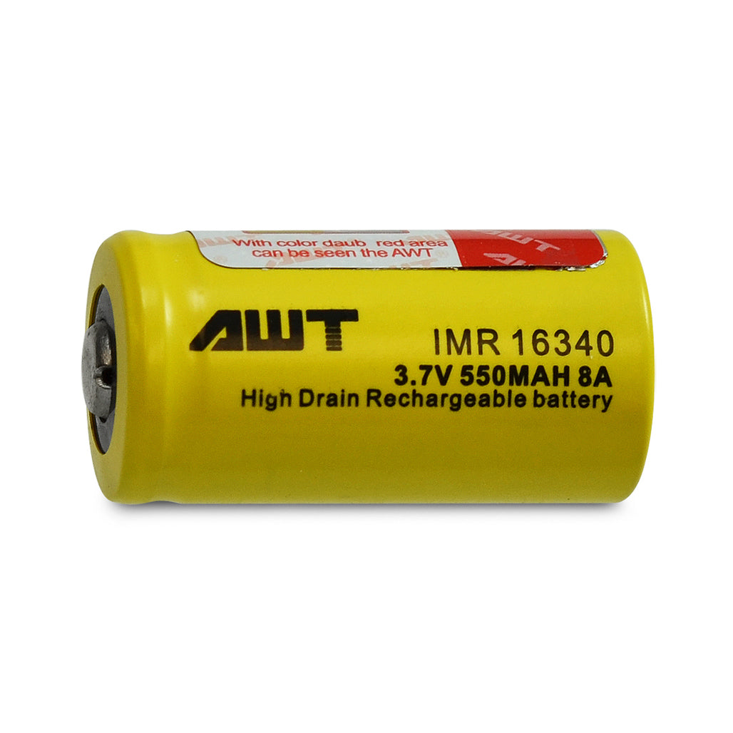 AWT 16340 550mAh Battery - Button Top