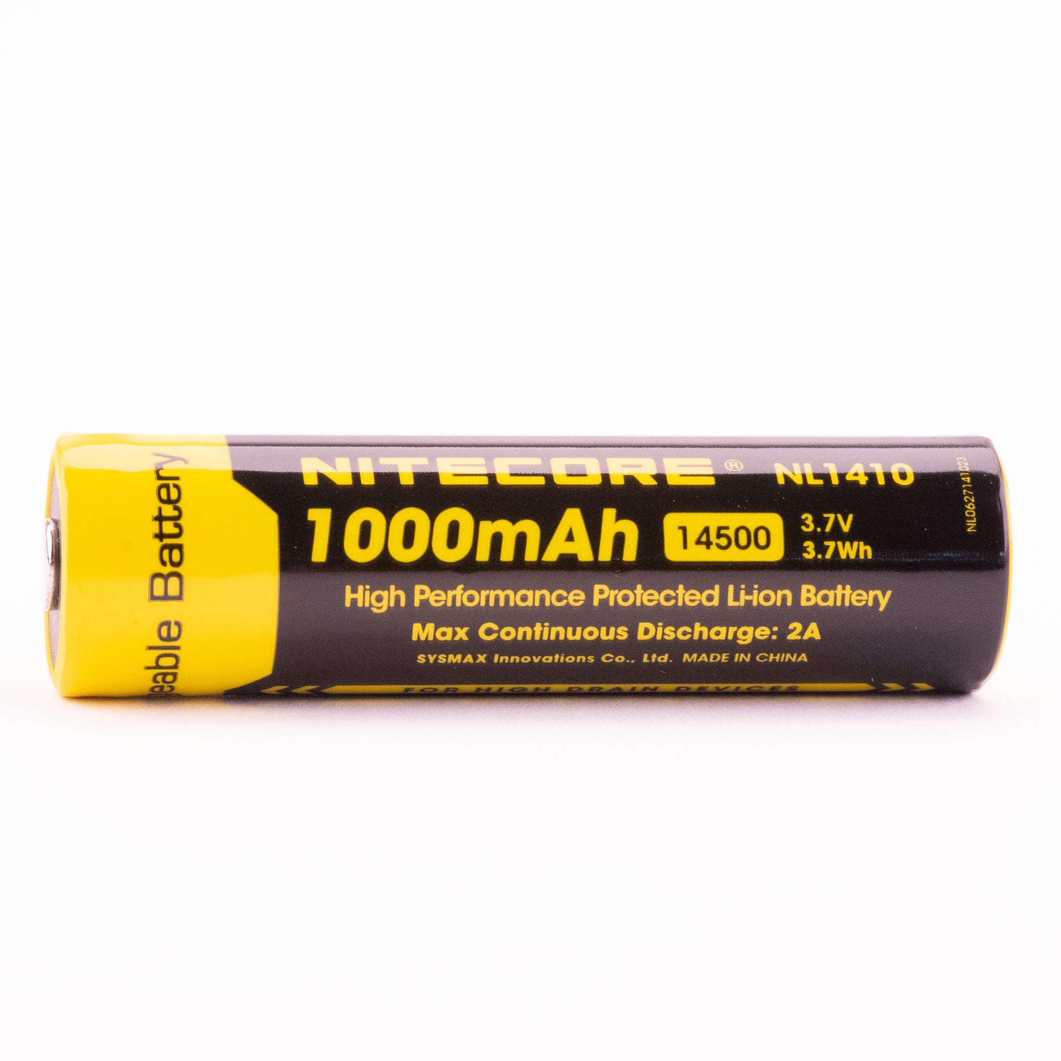 Nitecore NL1410 14500 1000mAh Battery - Protected Button Top