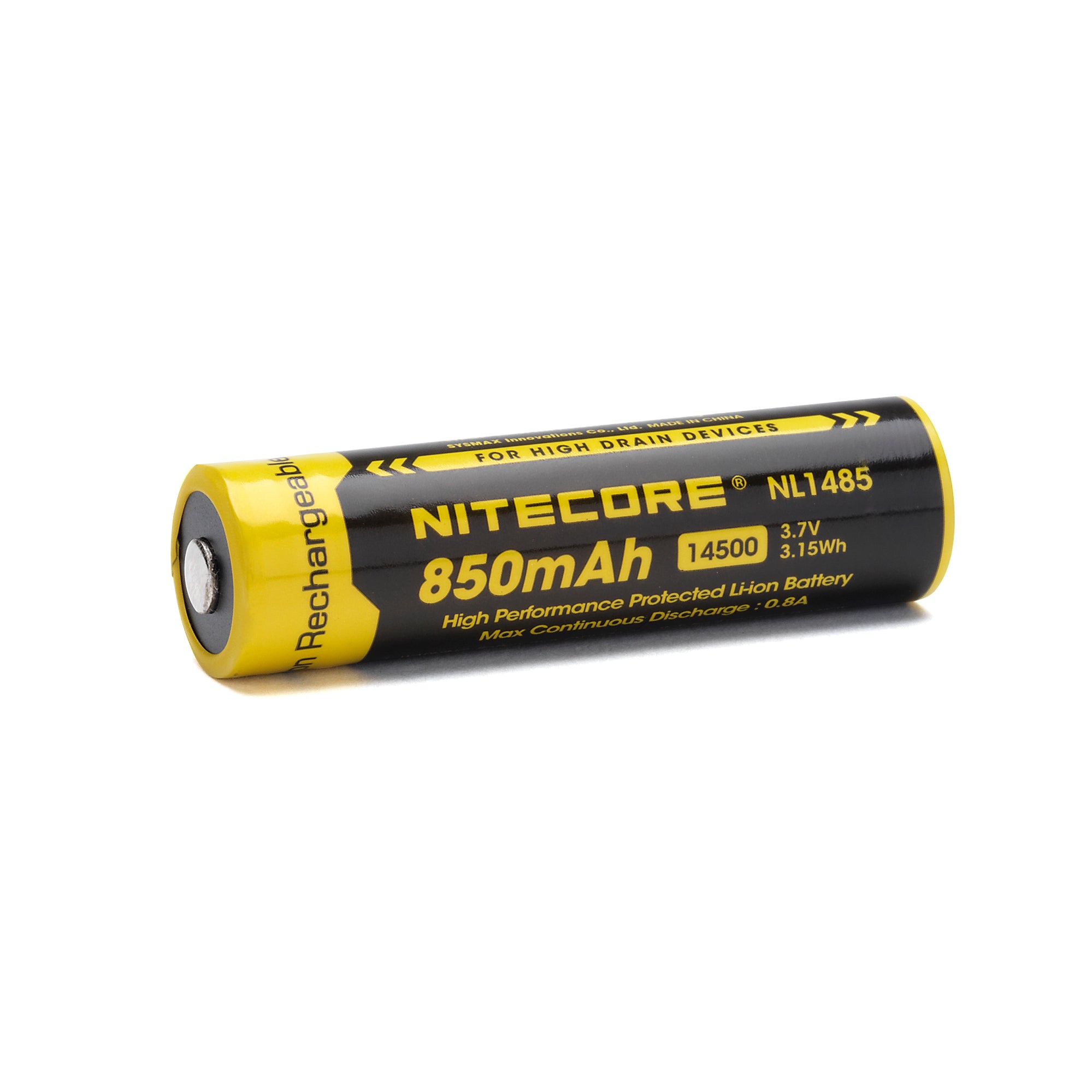 Nitecore NL1485 14500 850mAh Battery - Protected Button Top