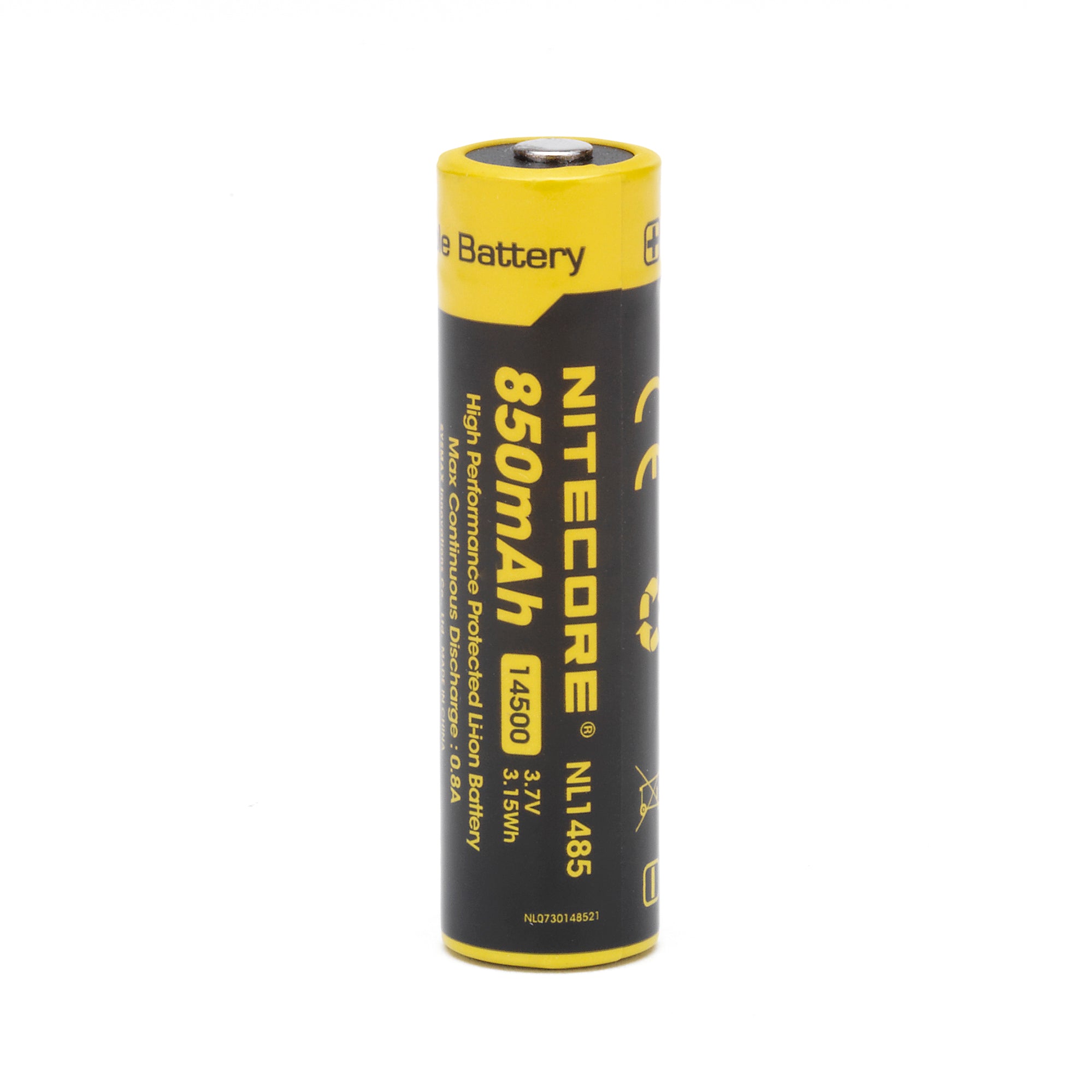 Nitecore NL1485 14500 850mAh Battery - Protected Button Top