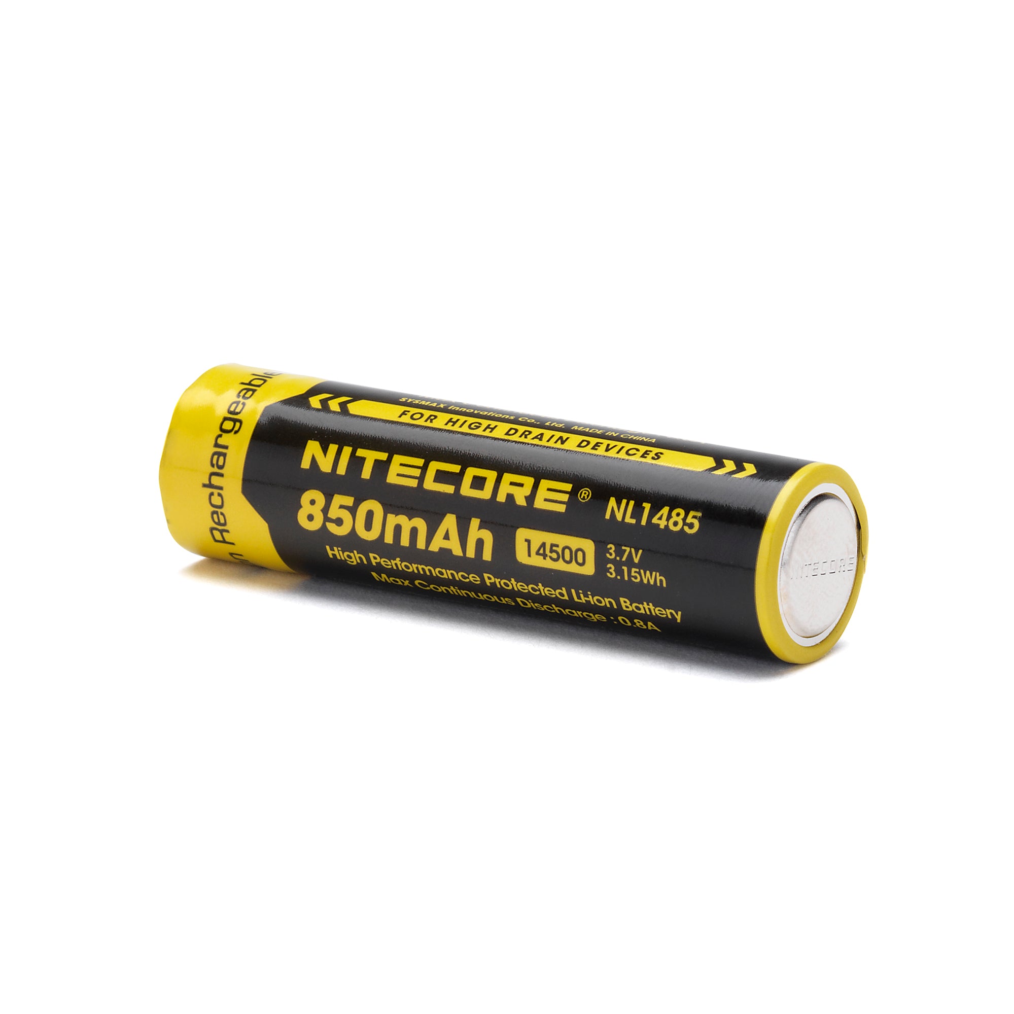 Nitecore NL1485 14500 850mAh Battery - Protected Button Top