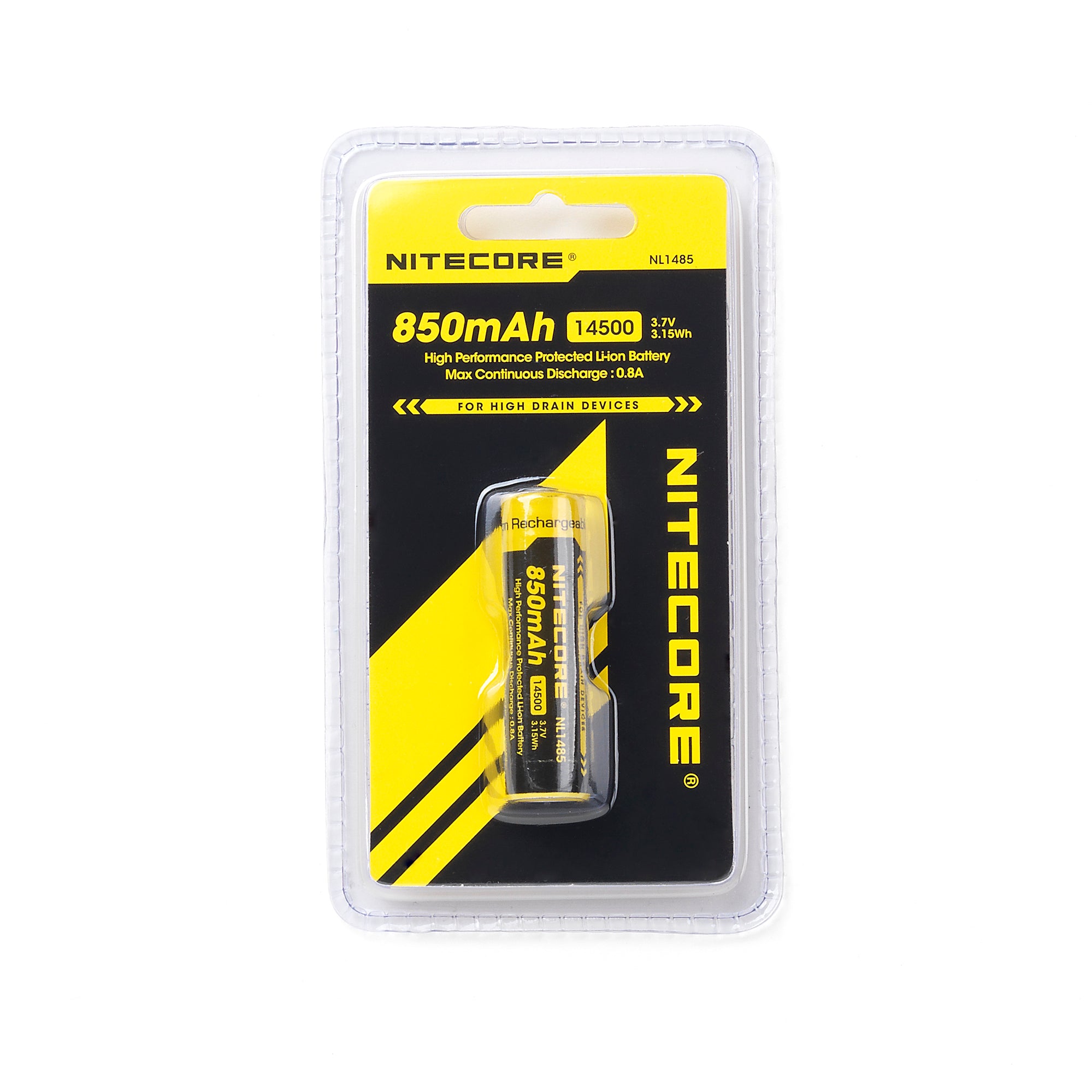 Nitecore NL1485 14500 850mAh Battery - Protected Button Top