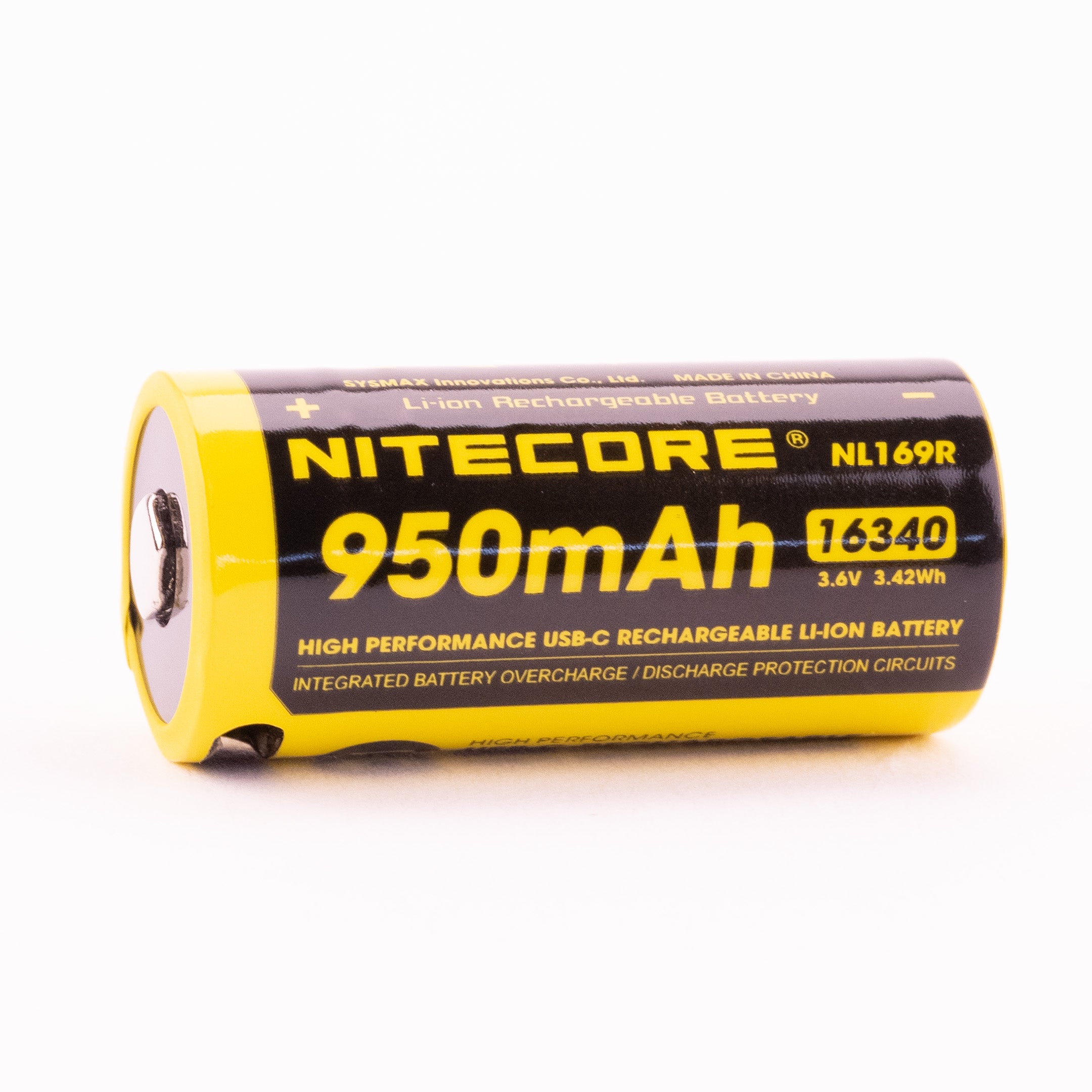 Nitecore NL169R 16340 950mAh Battery - Protected Button Top