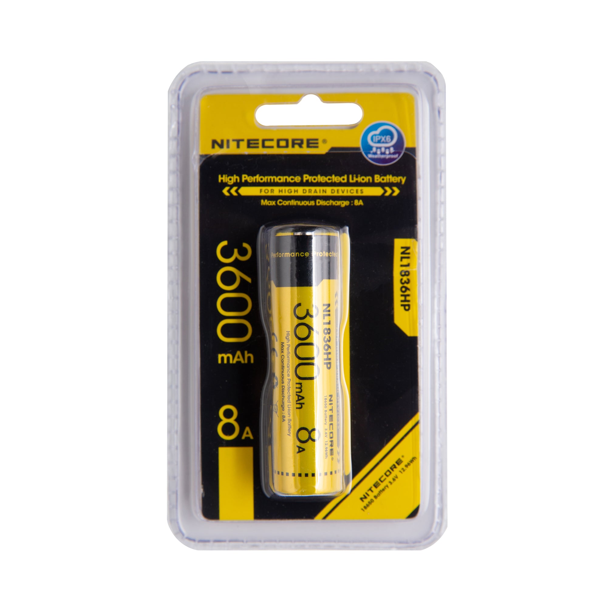 Nitecore NL1836HP 18650 3600mAh 8A Battery - Protected Button Top