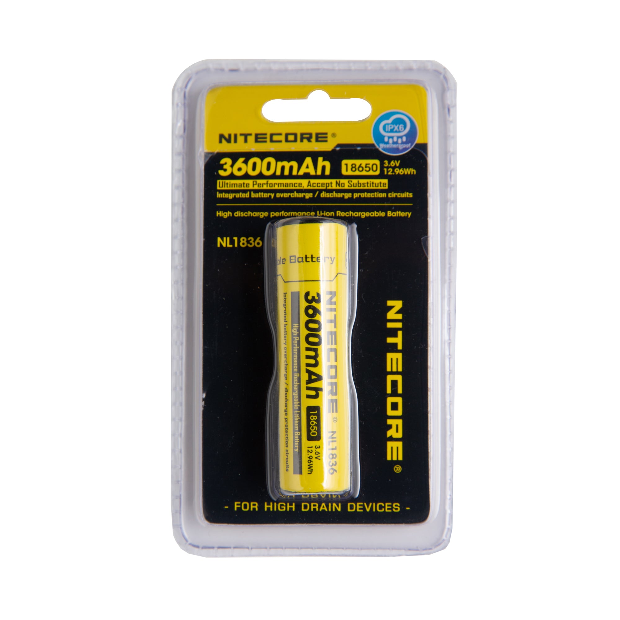 Nitecore NL1836 18650 3600mAh Battery - Protected Button Top