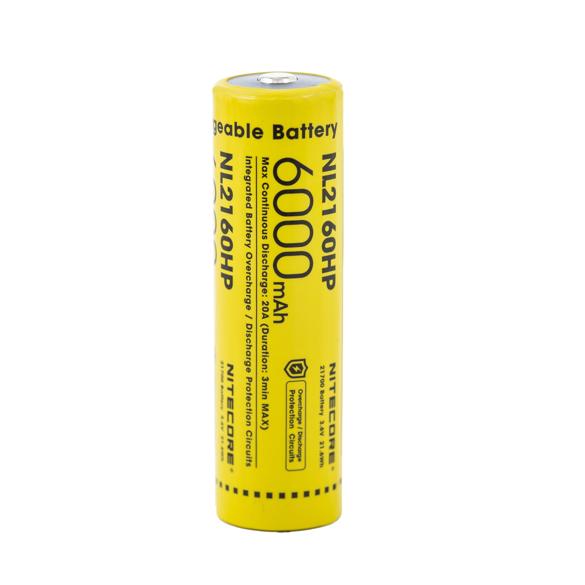 Nitecore NL2160HP 21700 6000mAh 20A Battery - Protected Button Top