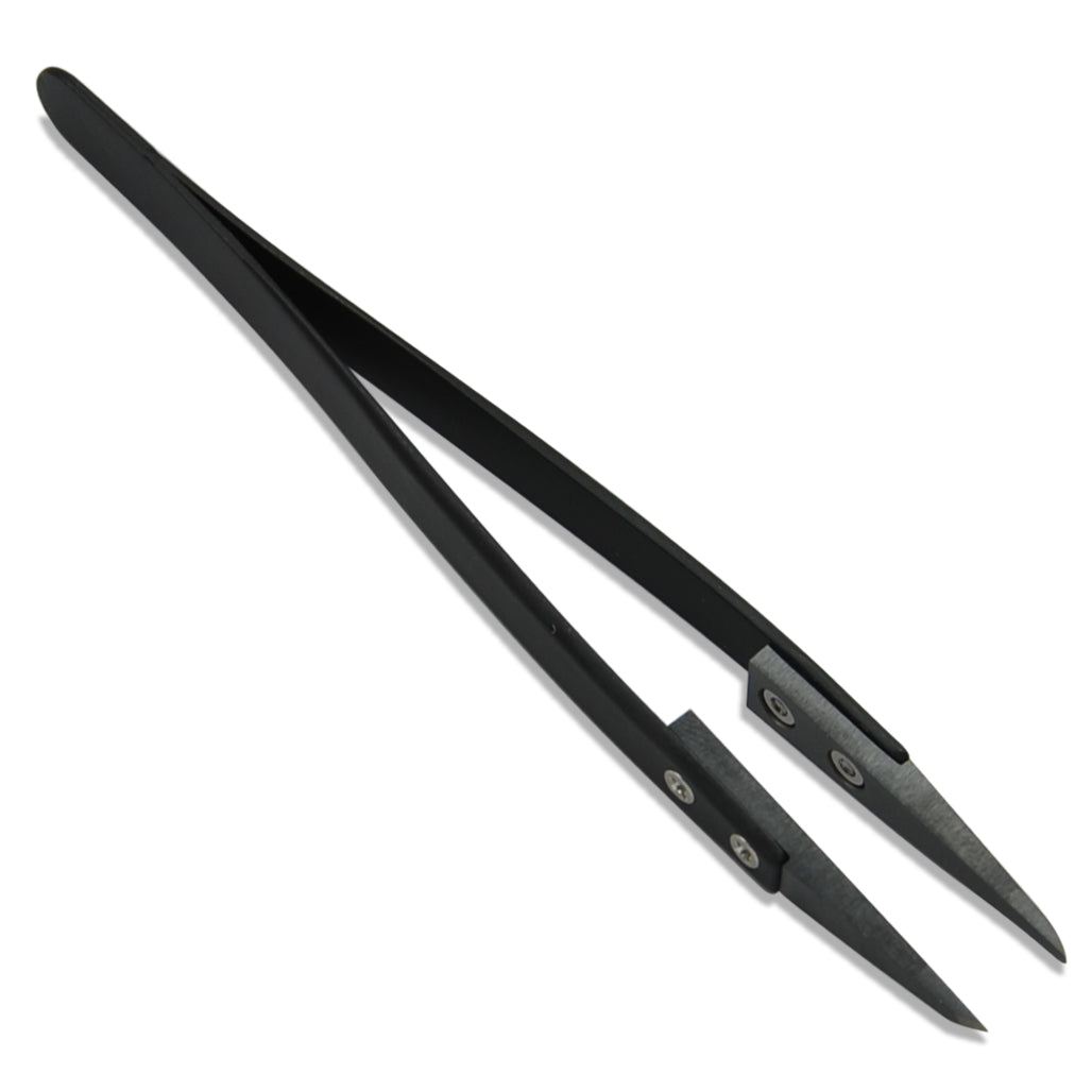 Stainless Steel / Ceramic Tweezers - Rounded Black Tips