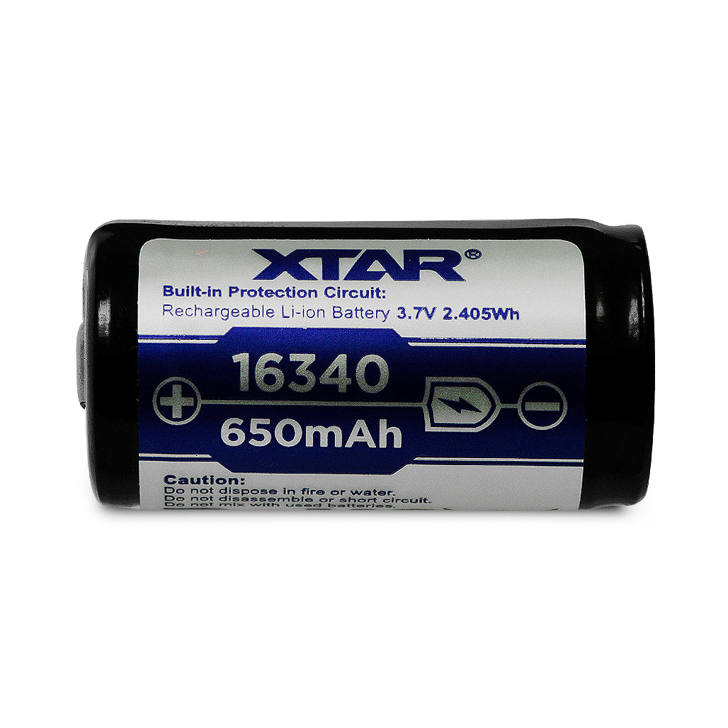 XTAR 16340 650mAh Battery - Protected Button Top