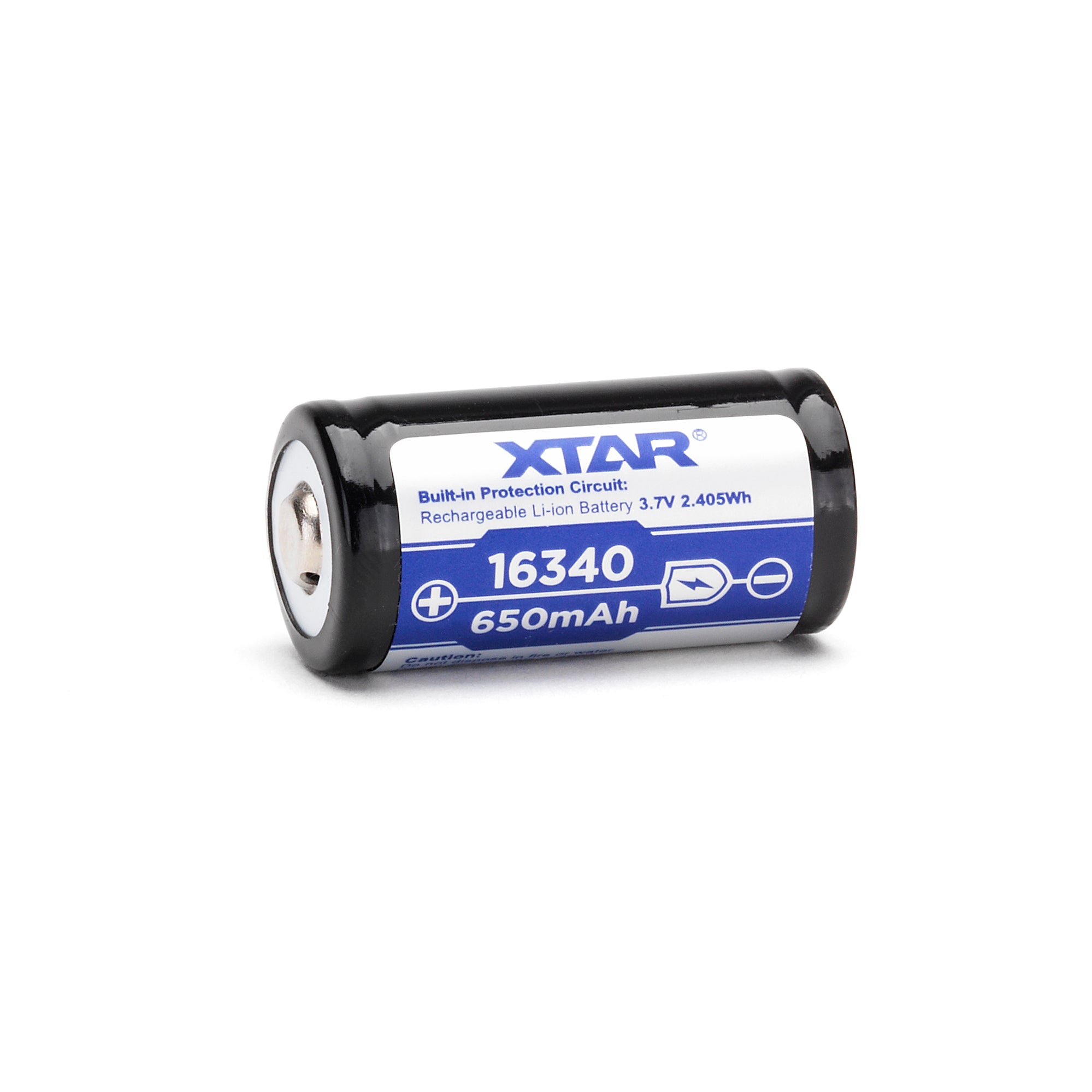 XTAR 16340 650mAh Battery - Protected Button Top