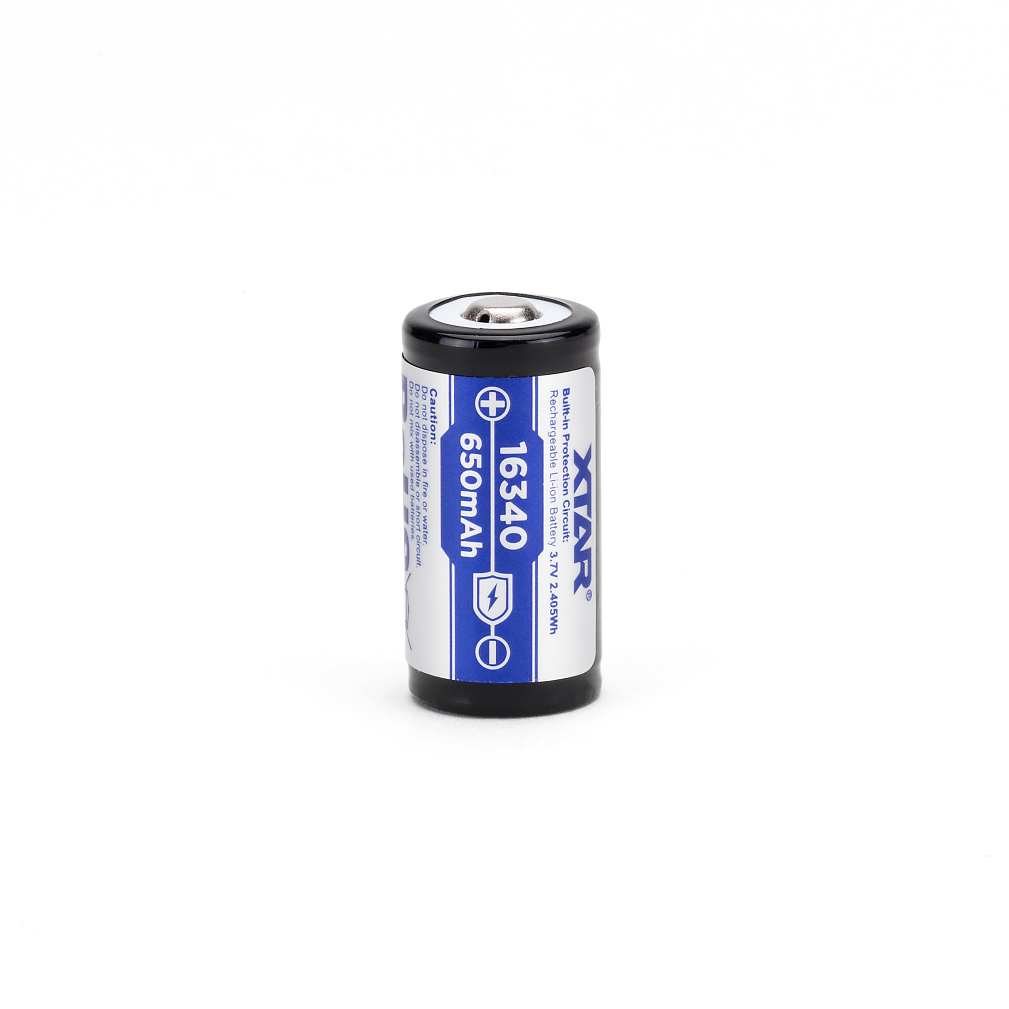 XTAR 16340 650mAh Battery - Protected Button Top