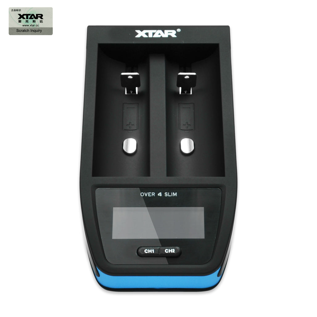 XTAR Over 4 Slim 2 Channel Intelligent Digital Battery Charger - Black