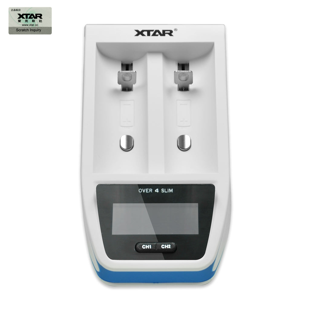 XTAR Over 4 Slim 2 Channel Intelligent Digital Battery Charger - White