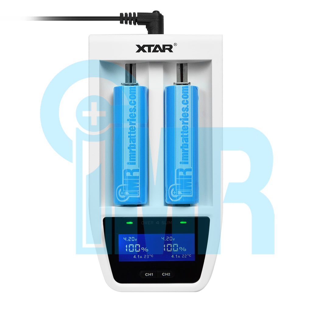 XTAR Over 4 Slim 2 Channel Intelligent Digital Battery Charger - White